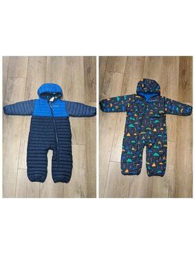 Columbia Boys Snuggly Bunny Bunting Snowsuit Mountain Blue Reversible 18-24 m